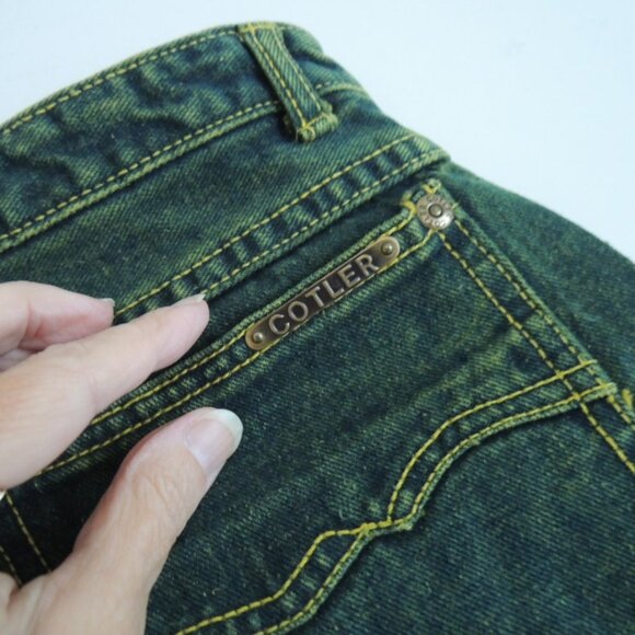 Rxmance Jeans Size 28 x 35 Dark Green Riveted 5 Pocket Vtg 70s Jean by Cotler - Picture 3 of 6